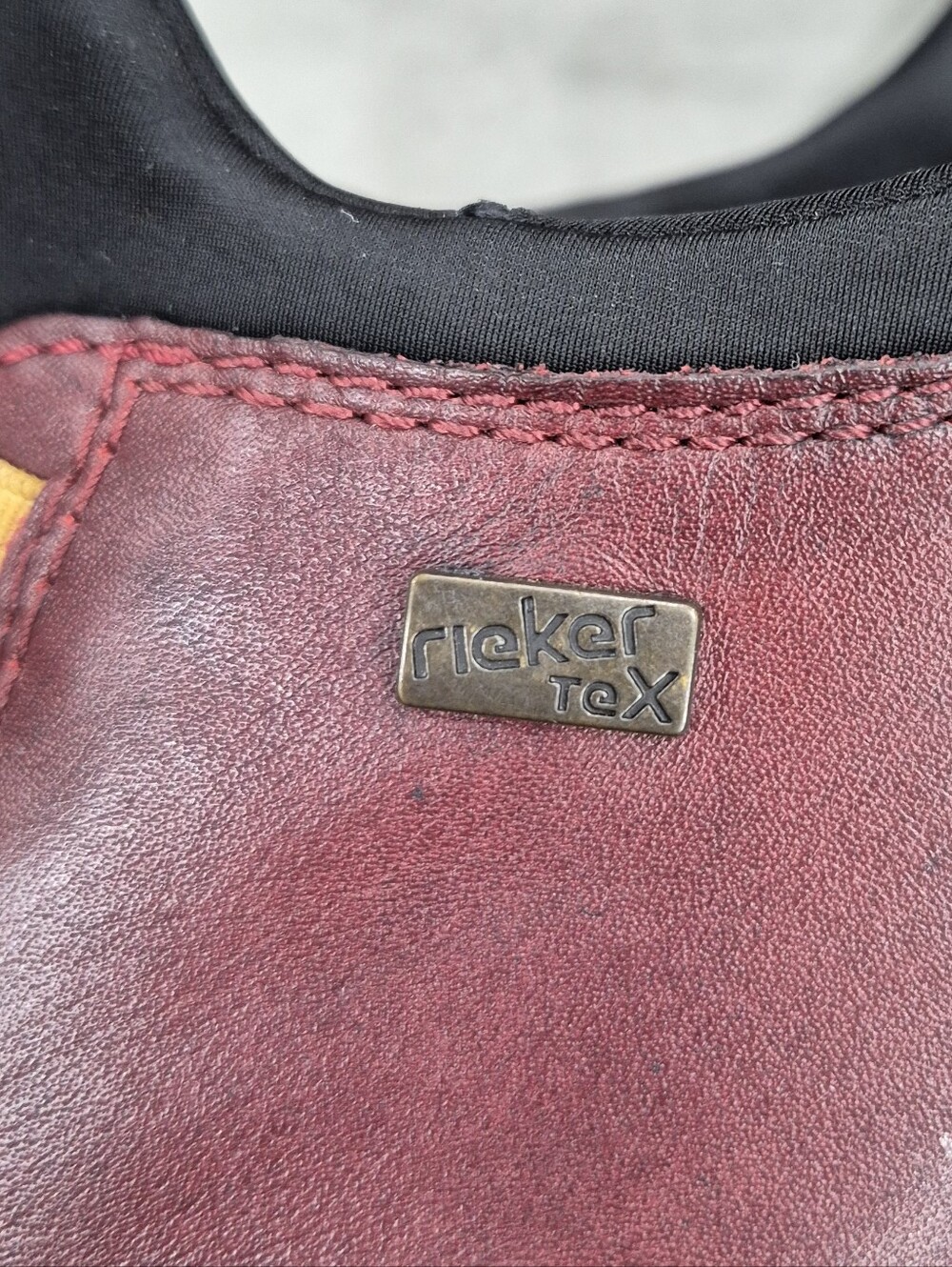 Rieker Tex Liv slip on shoes women's 10 burgundy leather colorful bungee laces - Picture 10 of 12